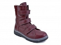 285б (22-31) Аквелла (Akwella), ботинки  детские ортопедические с высоким берцем, демисезонные, ворсин, кожа, бордовый в Перми
