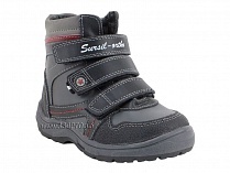 А43-037 Сурсил (Sursil-Ortho), ботинки детские ортопедические с высоким берцем, зимние, натуральный мех, кожа, черный, красный в Перми