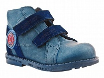 2084-01 УЦ Дандино (Dandino), ботинки демисезонные утепленные, байка, кожа, тёмно-синий, голубой в Перми