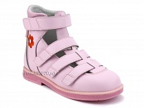 81057-03-01 Ортобум (Orthoboom), сандалии детские закрытые ортопедические с высоким берцем, кожа, розовый в Перми