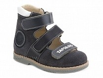 25007-02-10 Тапибу (Tapiboo), туфли детские ортопедические с высоким берцем, замша, кожа, скат, серый, черный в Перми