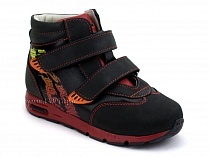 092-11 Бос (Bos), ботинки детские ортопедические профилактические, не утепленные, кожа, нубук, черный, красный в Перми