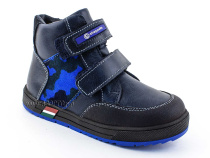 35124Б ШагоВита (Shagovita), ботинки детские демисезонные ортопедические профилактические, кожа, байка, черный, синий в Перми