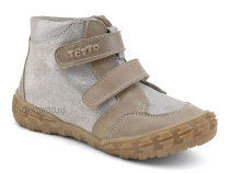 201-191,138 Тотто (Totto), ботинки демисезонние детские профилактические на байке, кожа, серо-бежевый в Перми