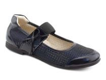 0015-500-0076 (37-40) Джойшуз (Djoyshoes), туфли Подростковые ортопедические профилактические, кожа перфорированная, темно-синий  в Перми