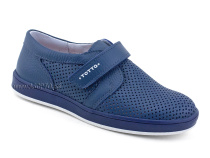 30024-702 Тотто (Totto), туфли школьные ортопедические профилактические, кожа перфорированная, синий в Перми