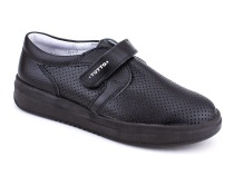 30024-701 Тотто (Totto), туфли школьные ортопедические профилактические перфорированная, кожа, чёрный в Перми