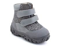 520-11 (21-26) Твики (Twiki) ботинки детские зимние ортопедические профилактические, кожа, натуральный мех, серый, леопард в Перми