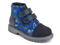 201-721 (26-30) Бос (Bos), ботинки детские утепленные профилактические, байка,  кожа,  синий, милитари 