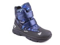 2542-25МК (37-40) Миниколор (Minicolor), ботинки зимние подростковые ортопедические профилактические, мембрана, кожа, натуральный мех, синий, черный 