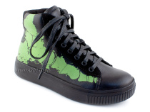 55317Б ШагоВита (Shagovita), ботинки детские  профилактические, кожа, байка, черный, зеленый в Перми