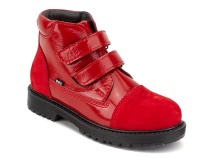 201-32 (31-36) Бос (Bos), ботинки детские утепленные профилактические, байка,  кожа, лак,  красный 