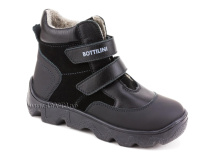 BL-271(5) Боттилини (Bottilini), ботинки  детские демисезонные  ортопедические профилактические, кожа, нубук, байка, черный в Перми