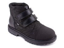 201-125 (31-36) Бос (Bos), ботинки детские утепленные профилактические, байка, кожа, нубук, черный, милитари в Перми