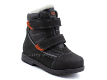 151-13   Бос(Bos), ботинки детские зимние профилактические, натуральная шерсть, кожа, нубук, черный, оранжевый в Перми