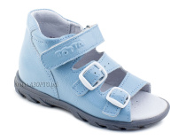 0313-9-603 Тотто (Totto), сандалии детские открытые ортопедические профилактические, кожа, голубой в Перми