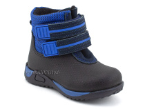 19-583-4 Скороход (Skorohod), ботинки демисезонные утепленные, байка, гидрофобная кожа, синий, чёрный в Перми