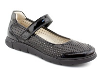 0026-178-043 (37-40) Джойшуз (Djoyshoes), туфли подростковые ортопедические профилактические, кожа перфорированная, черный  в Перми